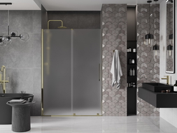 Mexen Velar porte de douche coulissante 130 cm, givre, dorée - 871-130-000-31-50