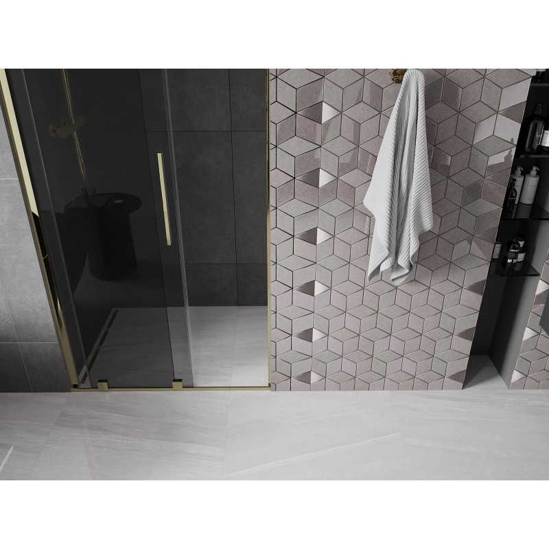Mexen Velar portes de douche coulissantes 110 cm, graphite, or - 871-110-000-41-50