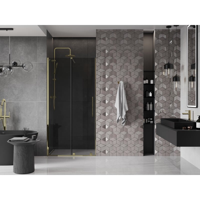 Mexen Velar porte de douche coulissante 120 cm, graphite, or - 871-120-000-41-50