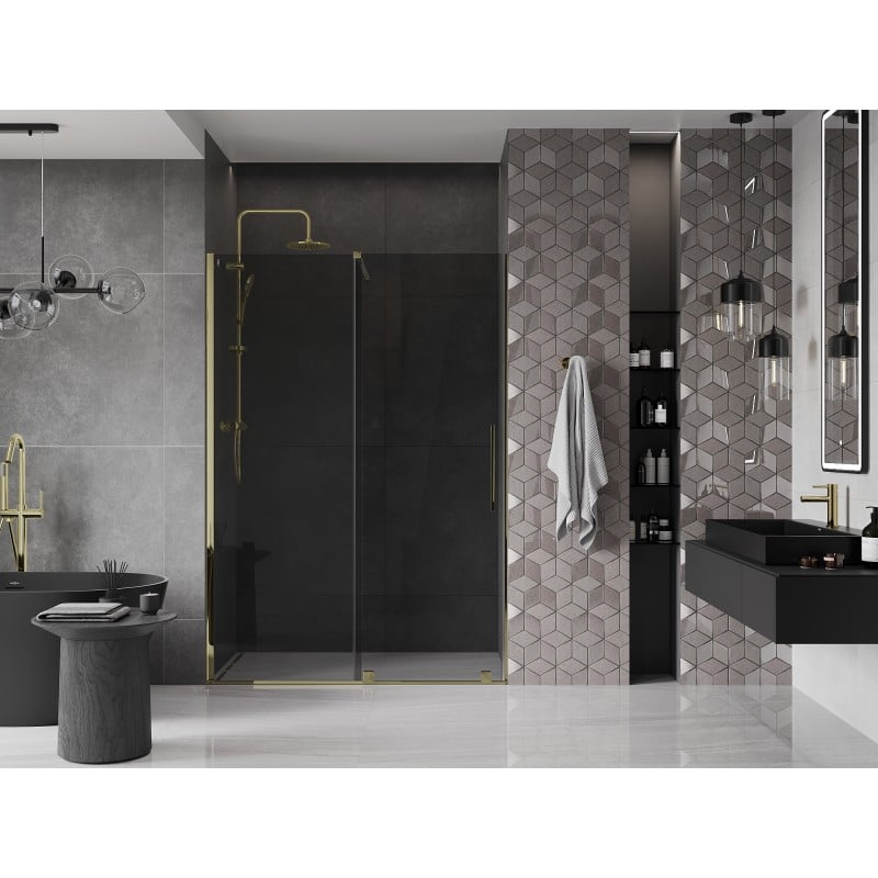 Mexen Velar porte de douche coulissante 150 cm, graphite, or - 871-150-000-41-50