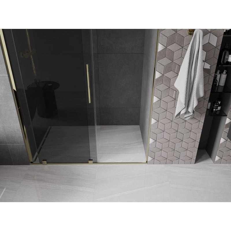 Mexen Velar porte de douche coulissante 150 cm, graphite, or - 871-150-000-41-50