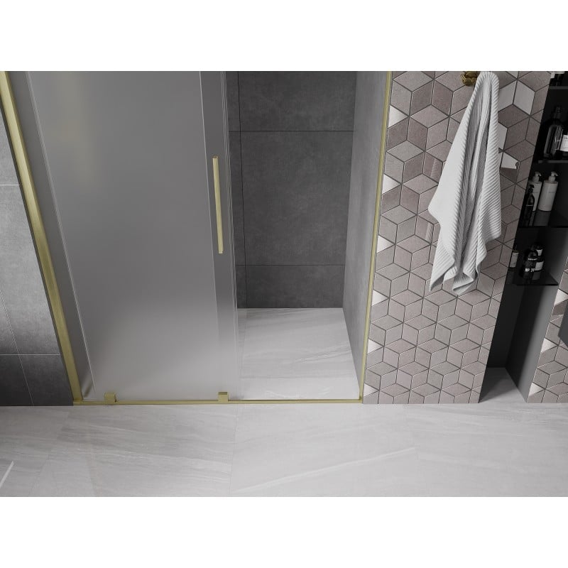 Mexen Velar porte de douche coulissante 130 cm, givre, or brossé - 871-130-000-31-55