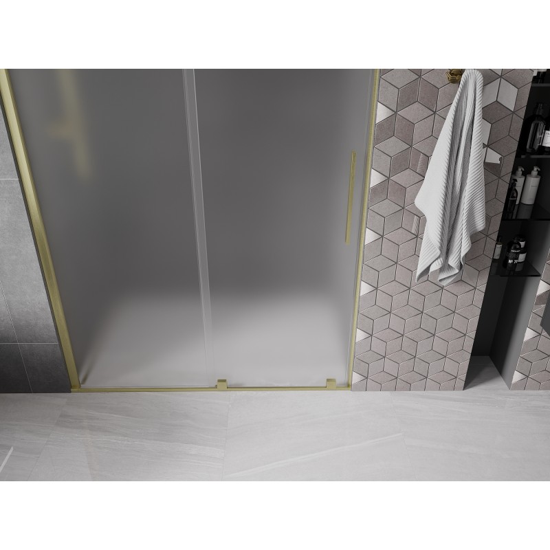 Mexen Velar porte de douche coulissante 130 cm, givre, or brossé - 871-130-000-31-55