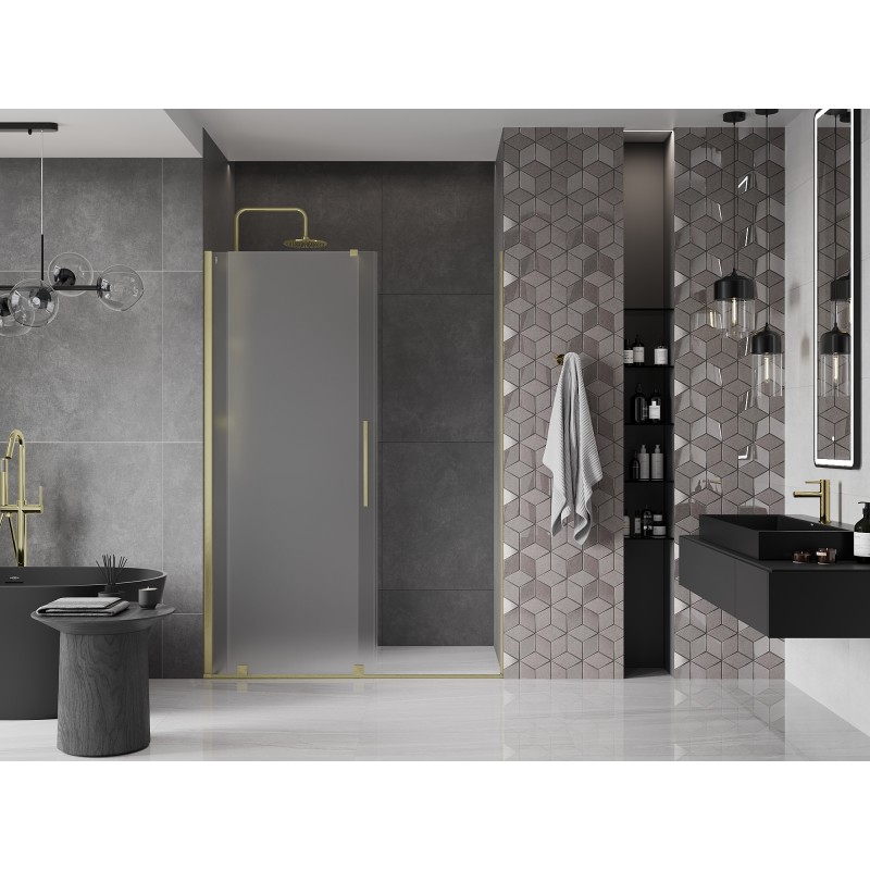 Mexen Velar porte de douche coulissante 130 cm, givre, or brossé - 871-130-000-31-55