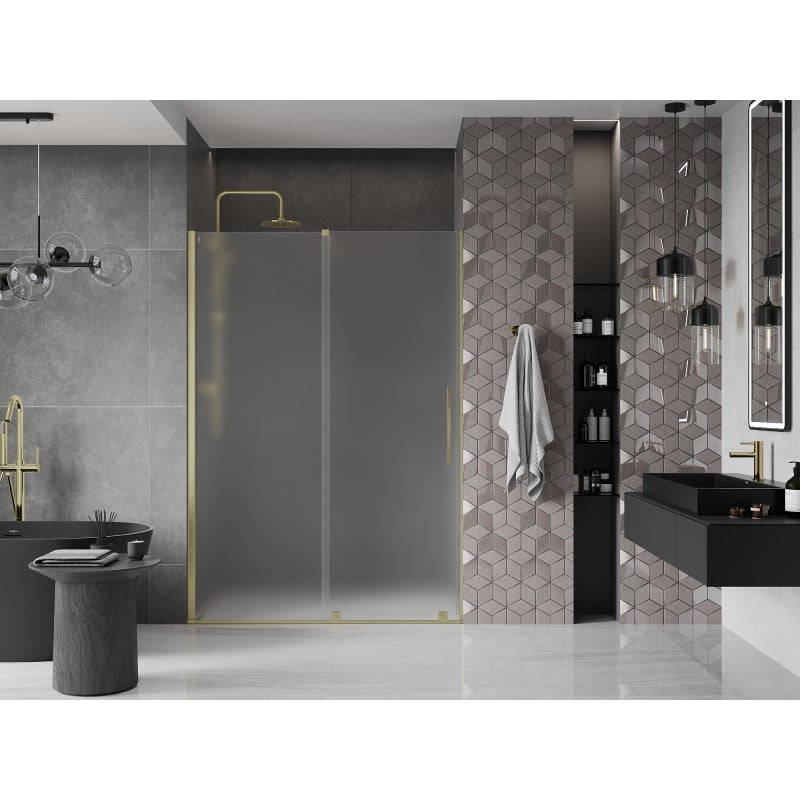 Mexen Velar porte de douche coulissante 160 cm, givre, or brossé - 871-160-000-31-55