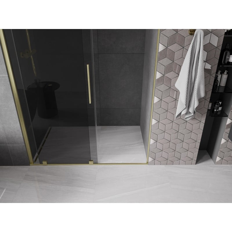 Mexen Velar porte de douche coulissante 140 cm, graphite, doré brossé - 871-140-000-41-55