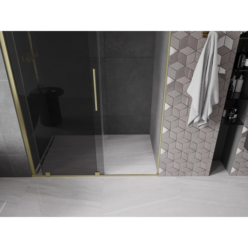 Mexen Velar porte de douche coulissante 130 cm, graphite, doré brossé - 871-130-000-41-55