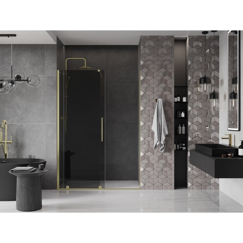 Mexen Velar porte de douche coulissante 130 cm, graphite, doré brossé - 871-130-000-41-55
