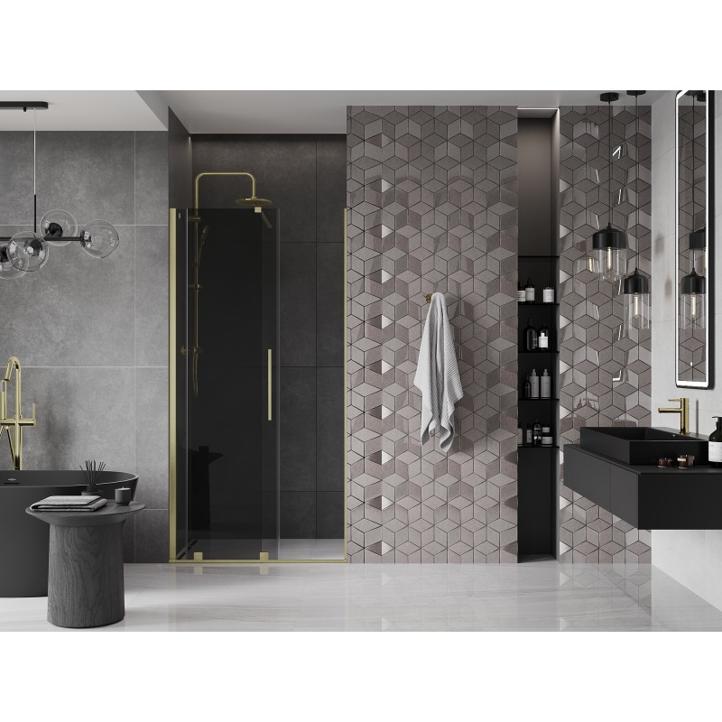 Mexen Velar porte de douche coulissante 100 cm, graphite, or brossé - 871-100-000-41-55