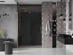 Mexen Velar porte de douche coulissante 140 cm, graphite, doré brossé - 871-140-000-41-55