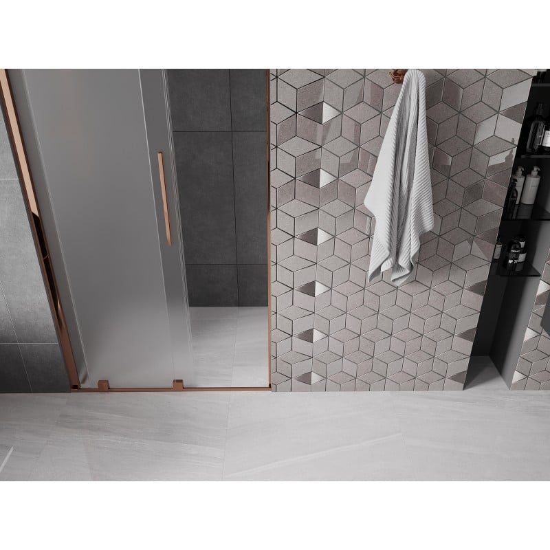 Mexen Velar porte de douche coulissante 100 cm, givre, or rose - 871-100-000-31-60