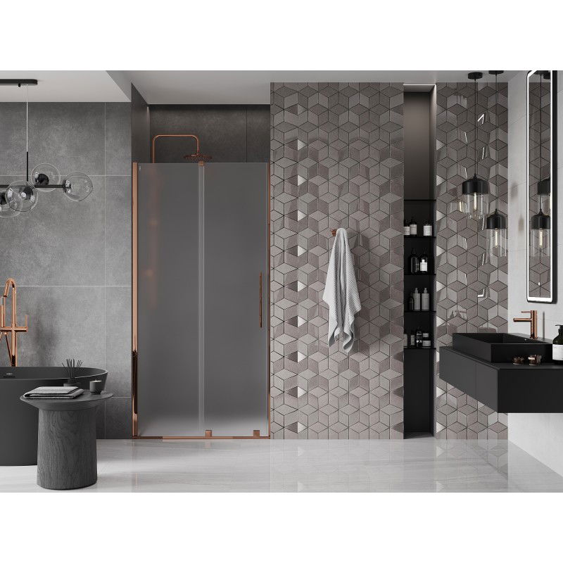 Mexen Velar porte de douche coulissante 90 cm, givre, or rose - 871-090-000-31-60