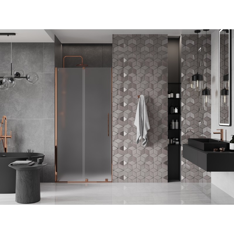 Mexen Velar porte de douche coulissante 100 cm, givre, or rose - 871-100-000-31-60
