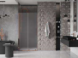 Mexen Velar porte de douche coulissante 100 cm, givre, or rose - 871-100-000-31-60