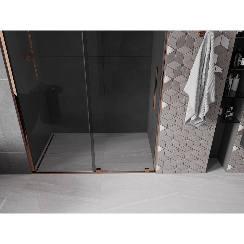 Mexen Velar porte de douche coulissante 150 cm, graphite, or rose - 871-150-000-41-60