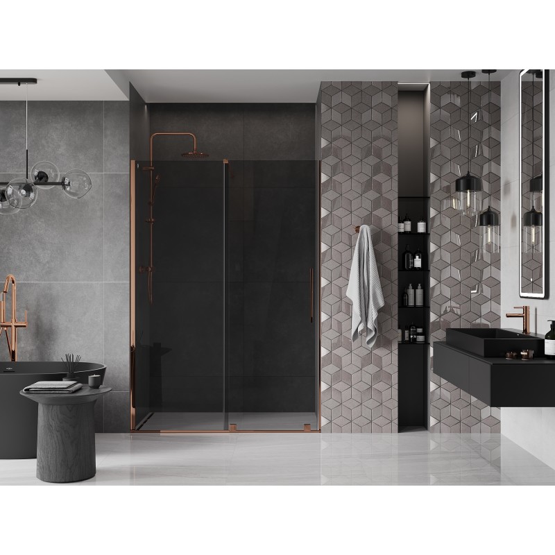 Mexen Velar porte de douche coulissante 150 cm, graphite, or rose - 871-150-000-41-60