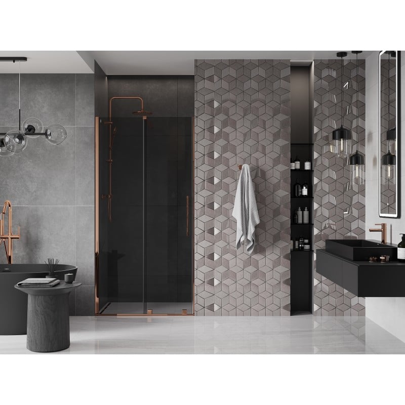Mexen Velar porte de douche coulissante 120 cm, graphite, or rose - 871-120-000-41-60