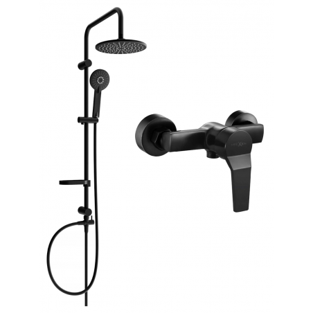 Mexen Carl ensemble de douche à montage externe avec pomme de douche et robinet de douche Caro, noir - 746640240-70