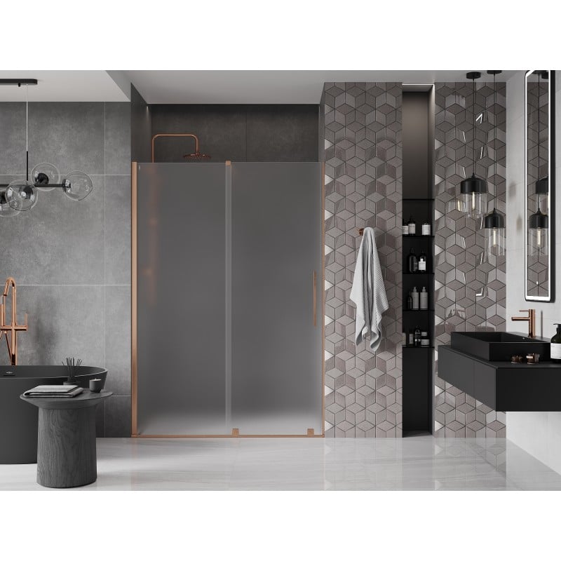 Mexen Velar porte de douche coulissante 160 cm, givre, cuivre brossé - 871-160-000-31-65