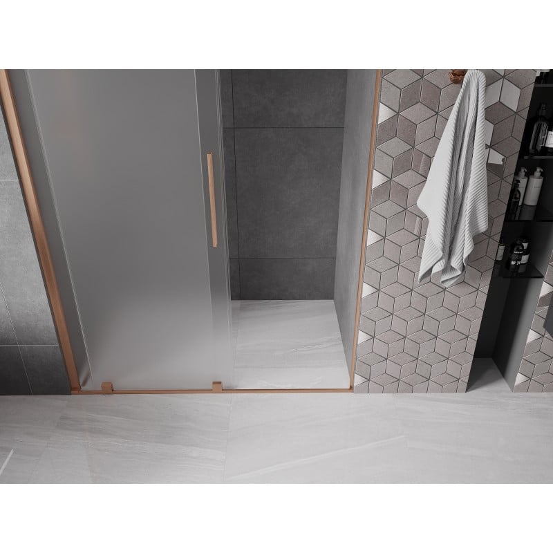 Mexen Velar porte de douche coulissante 140 cm, givré, cuivre brossé - 871-140-000-31-65