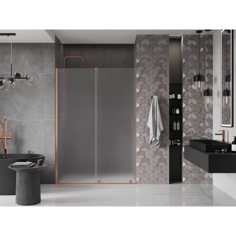 Mexen Velar porte de douche coulissante 140 cm, givré, cuivre brossé - 871-140-000-31-65