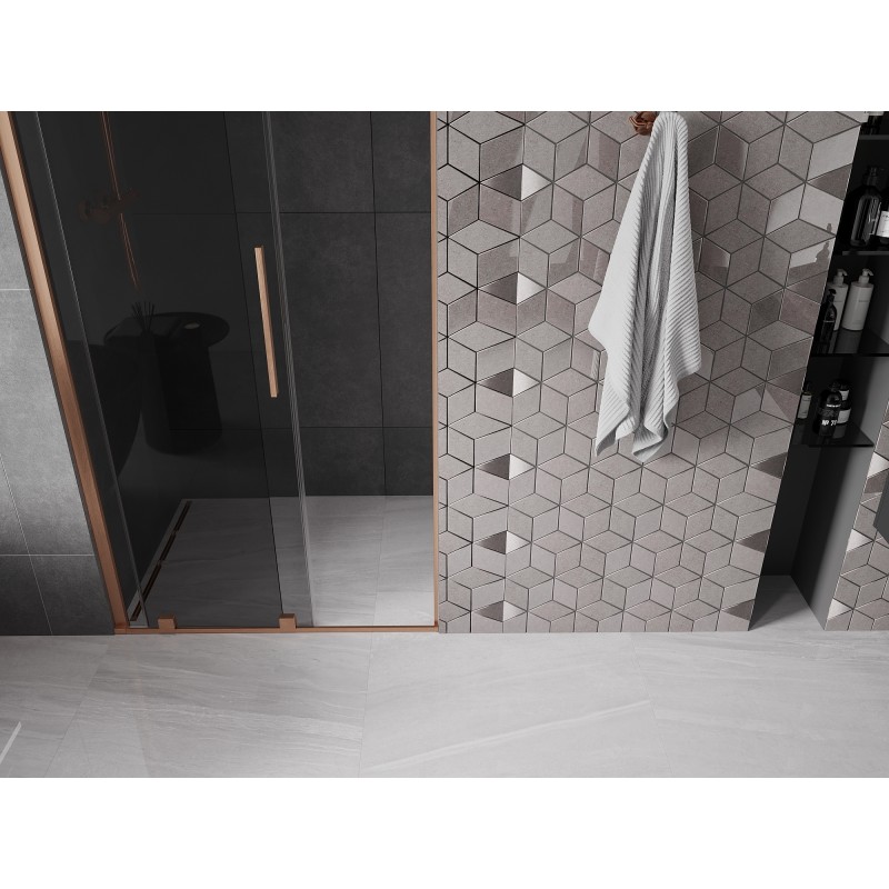 Mexen Velar porte de douche coulissante 90 cm, graphite, cuivre brossé - 871-090-000-41-65