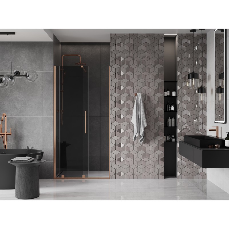 Mexen Velar porte de douche coulissante 90 cm, graphite, cuivre brossé - 871-090-000-41-65