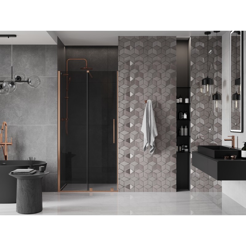Mexen Velar porte de douche coulissante 120 cm, graphite, cuivre brossé - 871-120-000-41-65