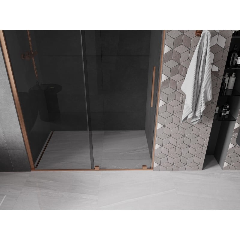 Mexen Velar porte de douche coulissante 150 cm, graphite, cuivre brossé - 871-150-000-41-65