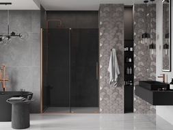 Mexen Velar porte de douche coulissante 140 cm, graphite, cuivre brossé - 871-140-000-41-65