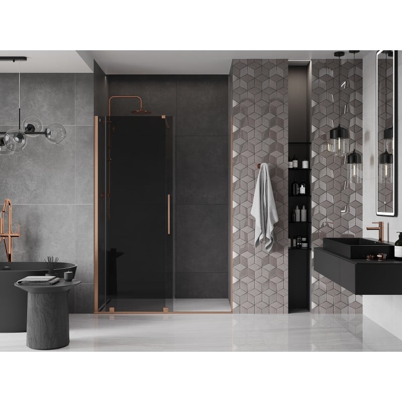 Mexen Velar porte de douche coulissante 150 cm, graphite, cuivre brossé - 871-150-000-41-65