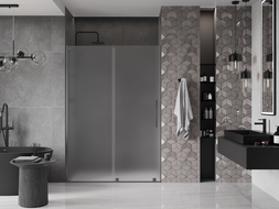 Porte de douche coulissante Mexen Velar 140 cm, dépoli, gris pistolet brossé - 871-140-000-31-66