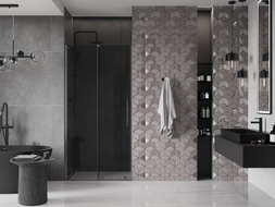 Mexen Velar portes de douche coulissantes 90 cm, graphite, gris fusil brossé - 871-090-000-41-66