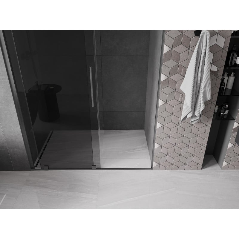 Mexen Velar porte de douche coulissante 160 cm, graphite, gris canon brossé - 871-160-000-41-66