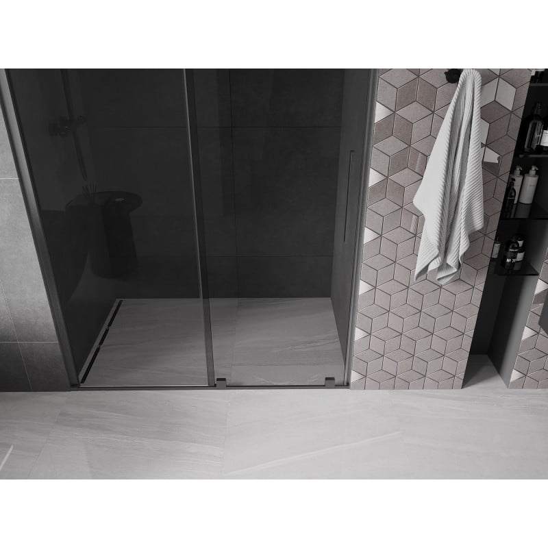 Mexen Velar porte de douche coulissante 160 cm, graphite, gris canon brossé - 871-160-000-41-66