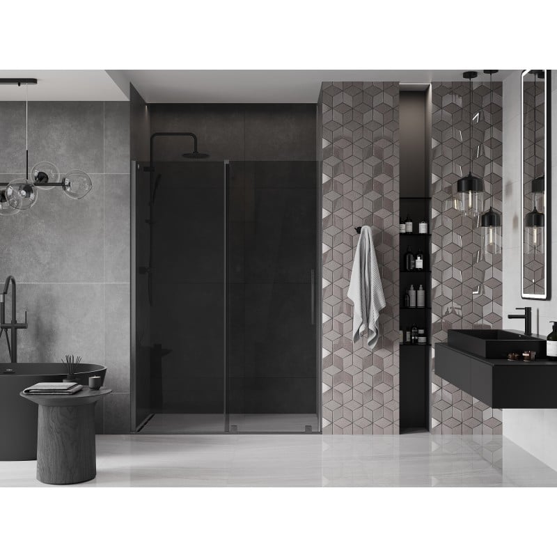 Mexen Velar porte de douche coulissante 160 cm, graphite, gris canon brossé - 871-160-000-41-66