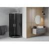 Mexen Rio cabine de douche semi-circulaire 90 x 90 cm, graphite, chrome + receveur Flat, noir - 863-090-090-01-40-4170