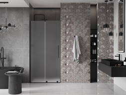 Mexen Velar porte de douche coulissante 90 cm, givré, noir - 871-090-000-31-70