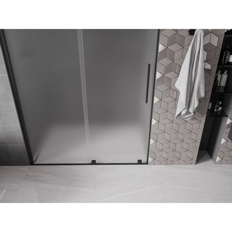 Mexen Velar portes de douche coulissantes 130 cm, givré, noir - 871-130-000-31-70