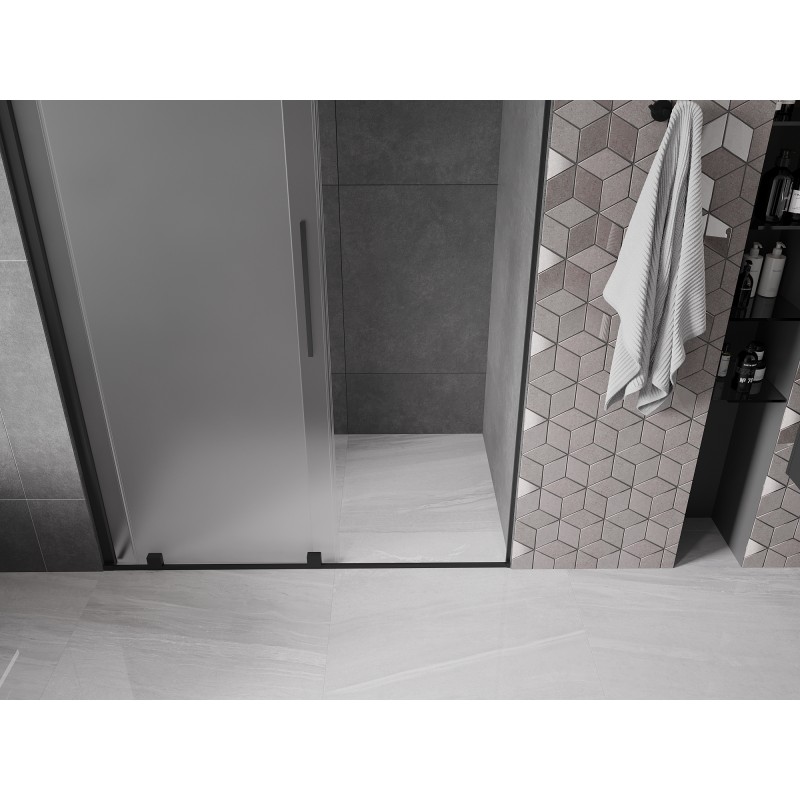 Mexen Velar porte de douche coulissante 150 cm, givrée, noire - 871-150-000-31-70
