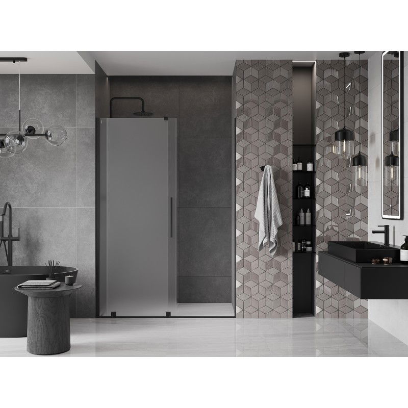 Mexen Velar portes de douche coulissantes 130 cm, givré, noir - 871-130-000-31-70