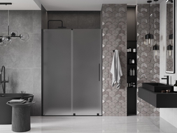 Mexen Velar portes de douche coulissantes 140 cm, givré, noir - 871-140-000-31-70