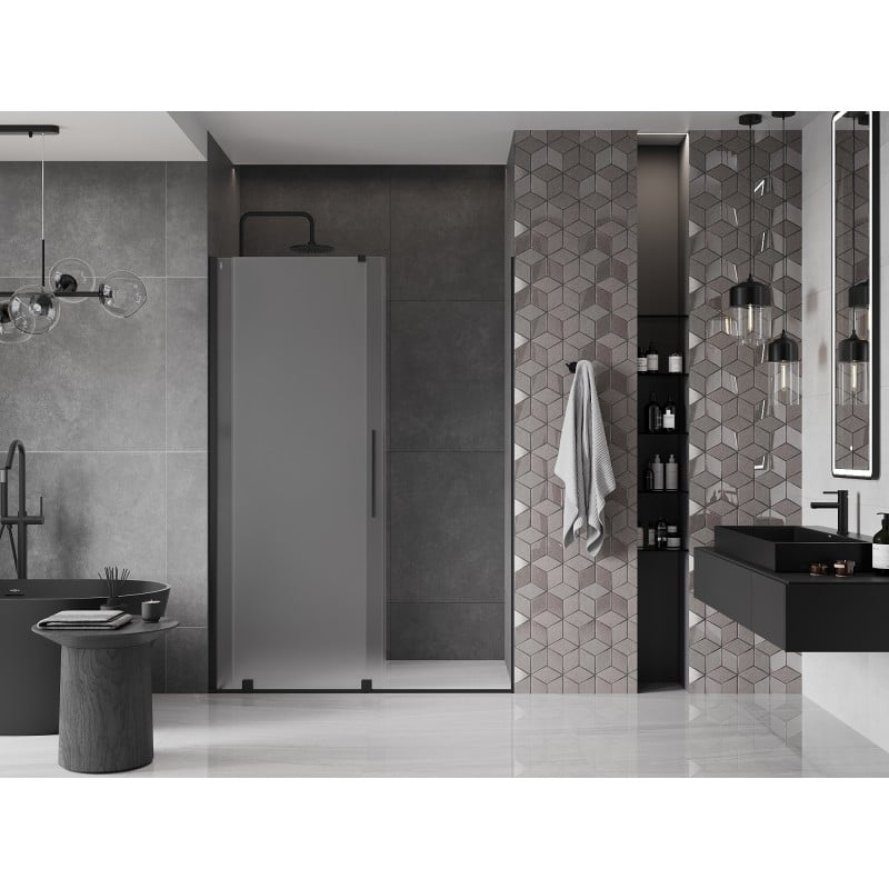 Mexen Velar porte de douche coulissante 160 cm, givré, noir - 871-160-000-31-70
