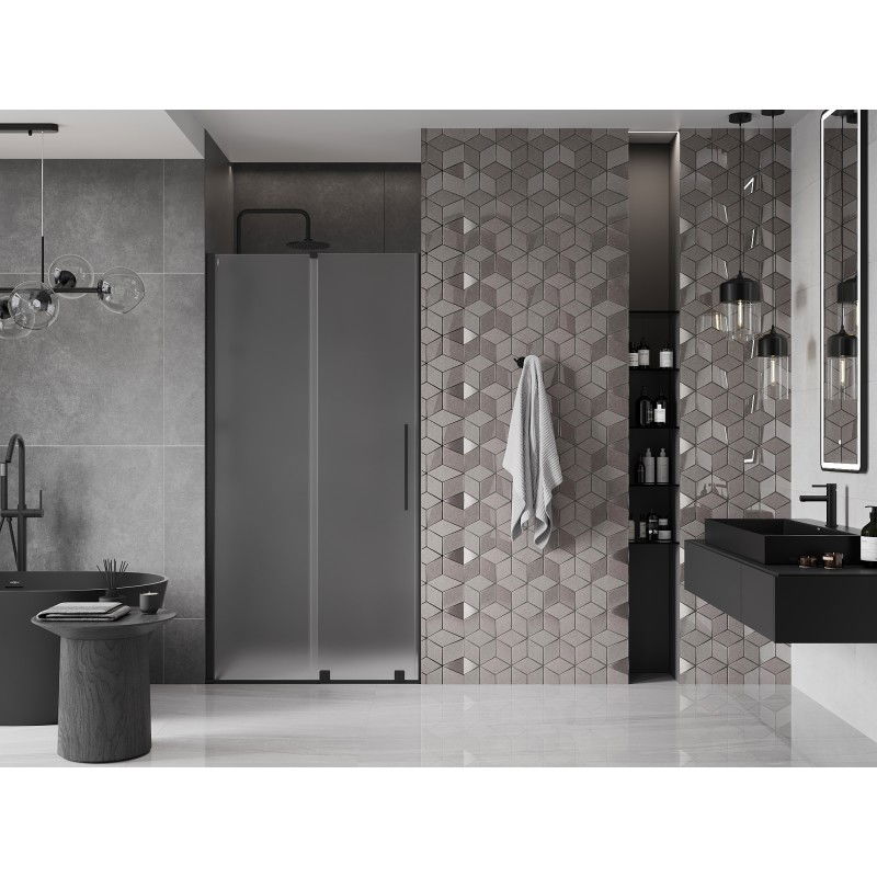 Mexen Velar porte de douche coulissante 110 cm, givré, noir - 871-110-000-31-70