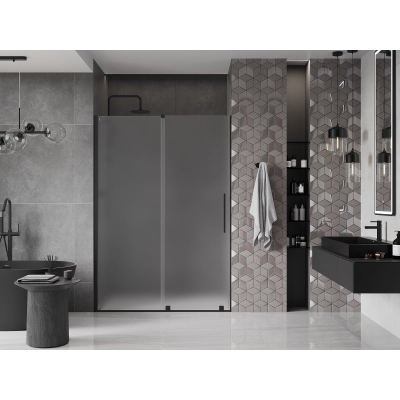 Mexen Velar porte de douche coulissante 160 cm, givré, noir - 871-160-000-31-70