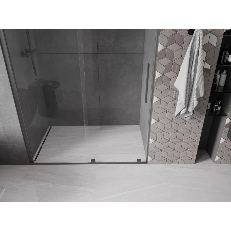 Mexen Velar porte de douche coulissante 160 cm, transparent, gun metal - 871-160-000-01-95