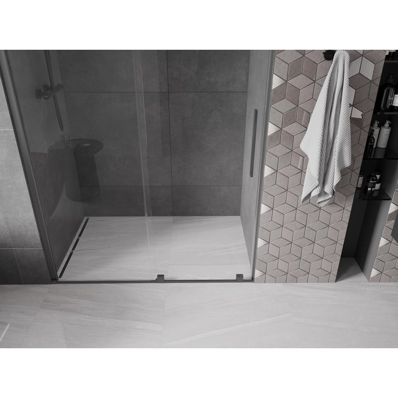 Mexen Velar porte de douche coulissante 140 cm, transparent, gun metal - 871-140-000-01-95
