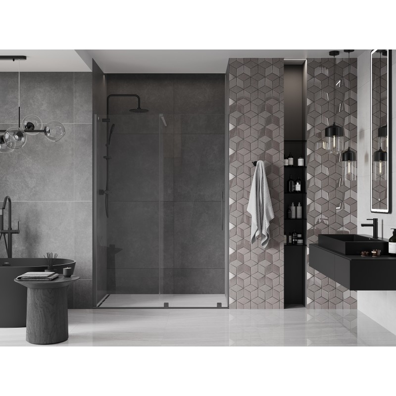Mexen Velar porte de douche coulissante 140 cm, transparent, gun metal - 871-140-000-01-95