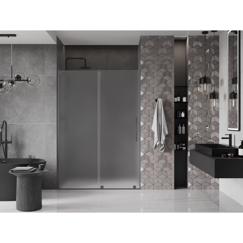Mexen Velar porte de douche coulissante 160 cm, givre, gun metal - 871-160-000-31-95
