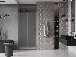 Mexen Velar portes de douche coulissantes 100 cm, givre, gun metal - 871-100-000-31-95